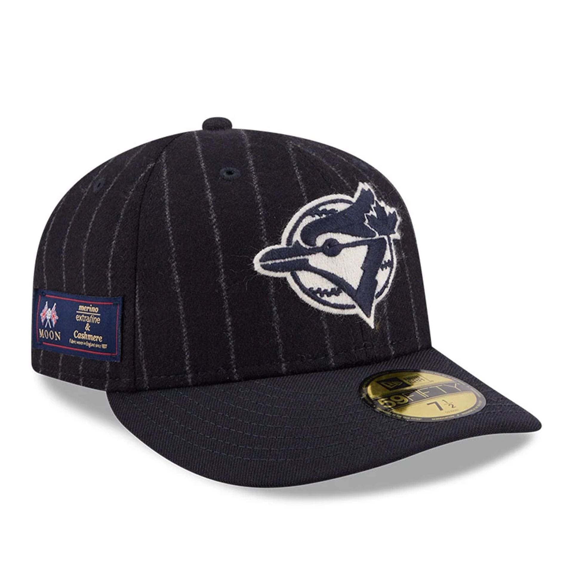 Pictured is this MLB X Moon Toronto Blue Jays 59FIFTY Fitted cap in Navy. 1