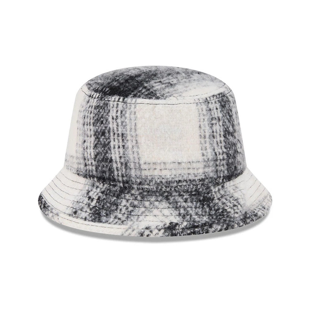 Pictured is this New Era Bucket hat in White & Black Plaid. 3