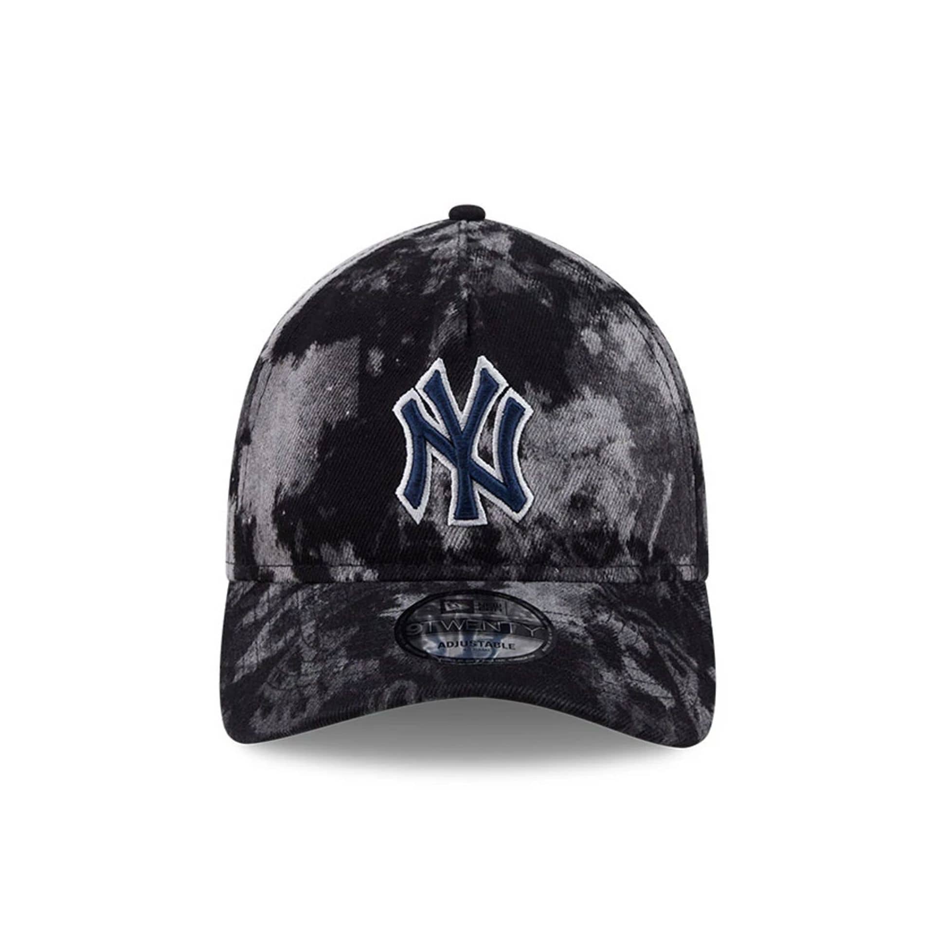 Pictured is this MLB Bleached Denim New York Yankees 9TWENTY A-Frame cap in black. 2