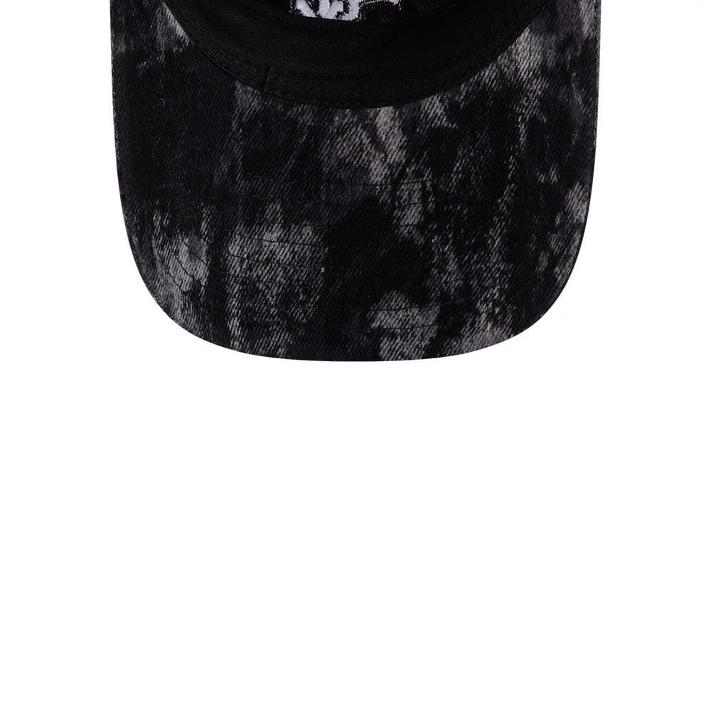 Pictured is this MLB Bleached Denim Chicago White Sox 9TWENTY A-Frame cap in black. 7