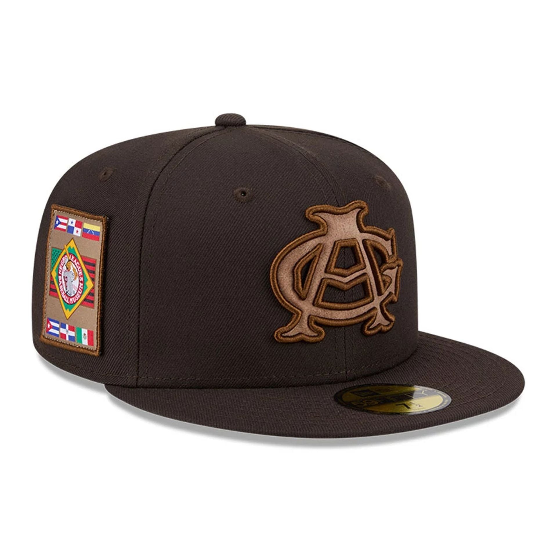 Pictured is this MLB Negro League Chicago American Giants 59FIFTY Fitted cap in dark brown. 1