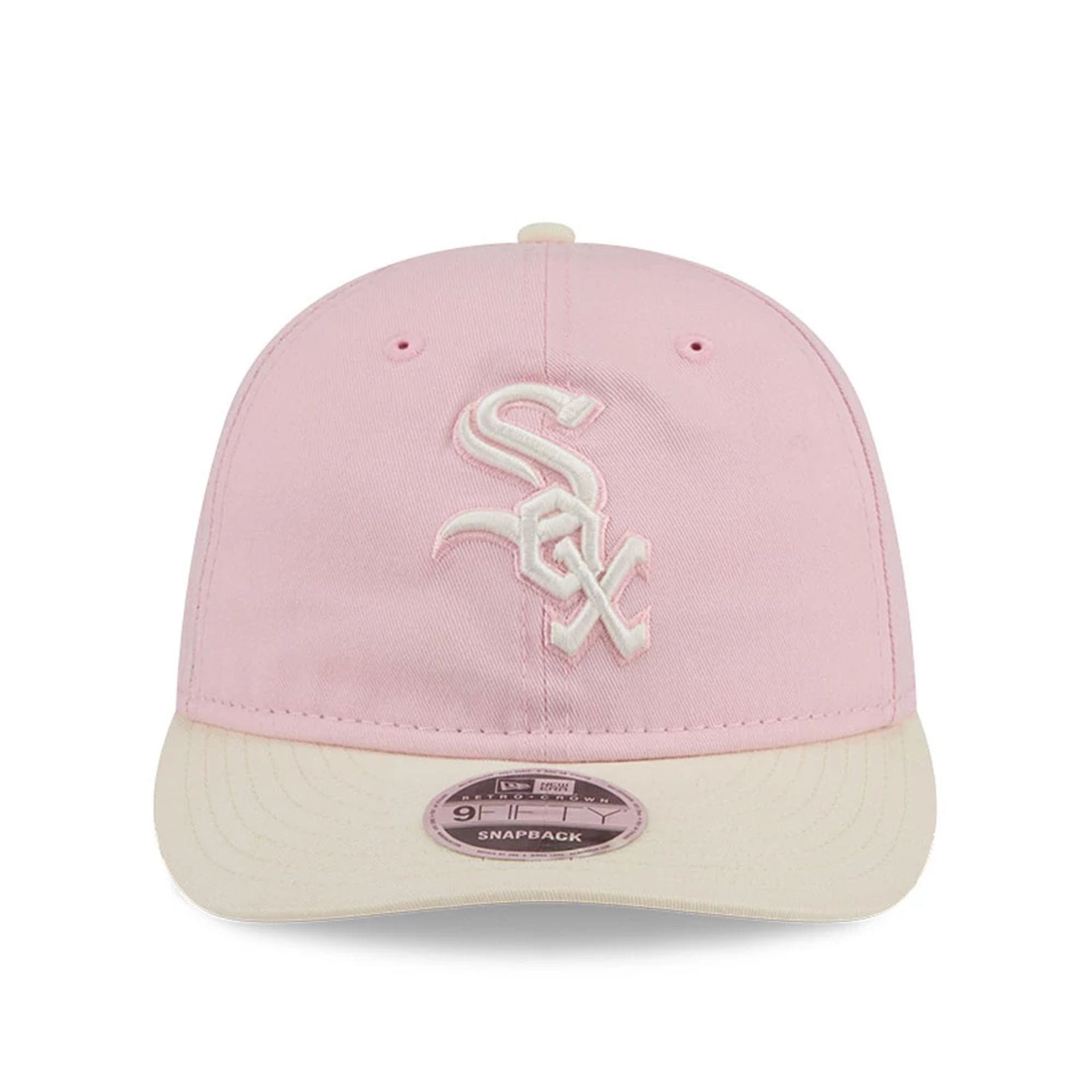 Pictured is this MLB Washed Tie Dye Chicago White Sox 9FIFTY Snapback cap in pastel pink. 2
