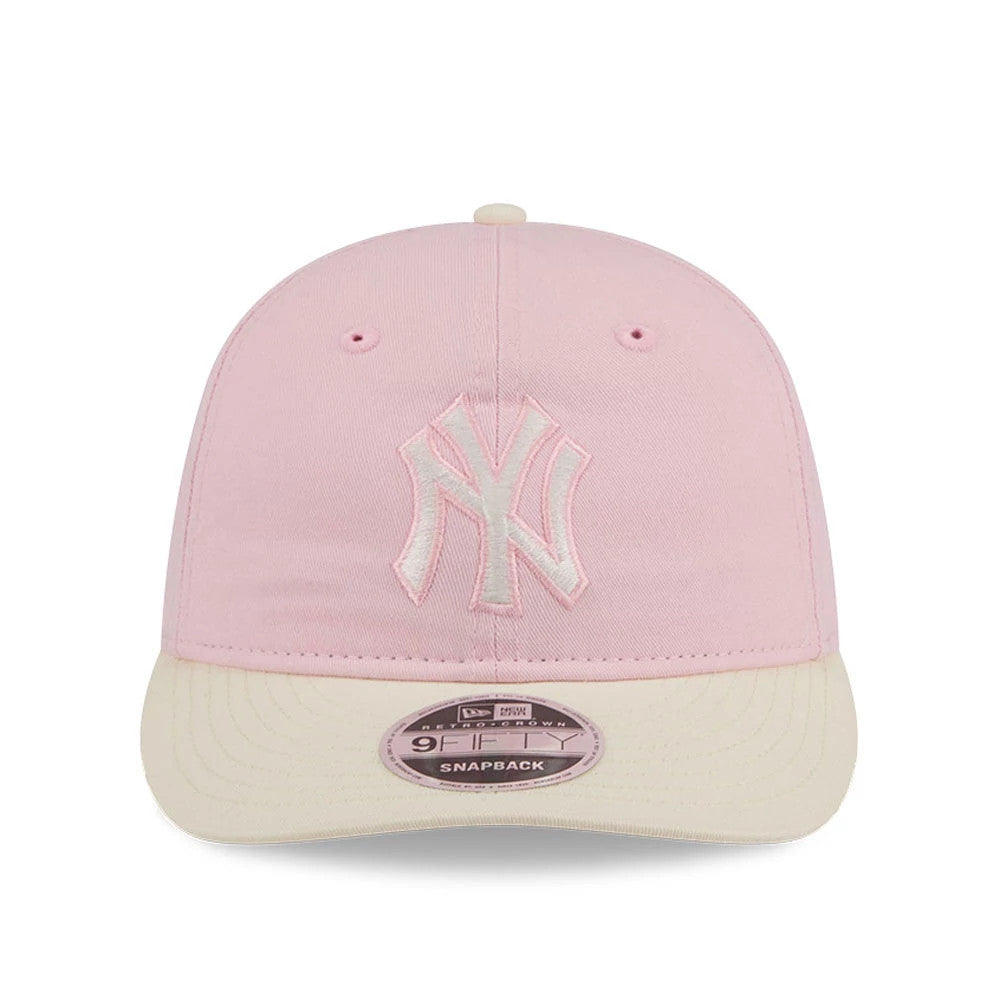 Pictured is this MLB Washed Tie Dye New York Yankees 9FIFTY Snapback cap in pastel pink. 2
