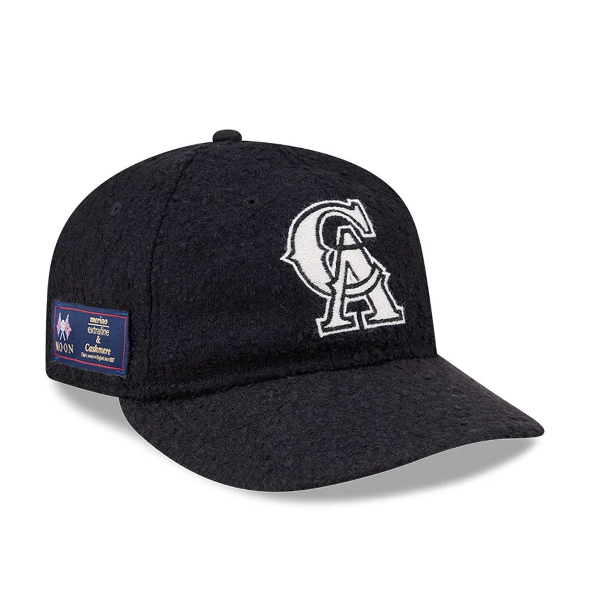 Pictured is this MLB X Moon LA Angels Retro Crown 9FIFTY cap in navy. 1
