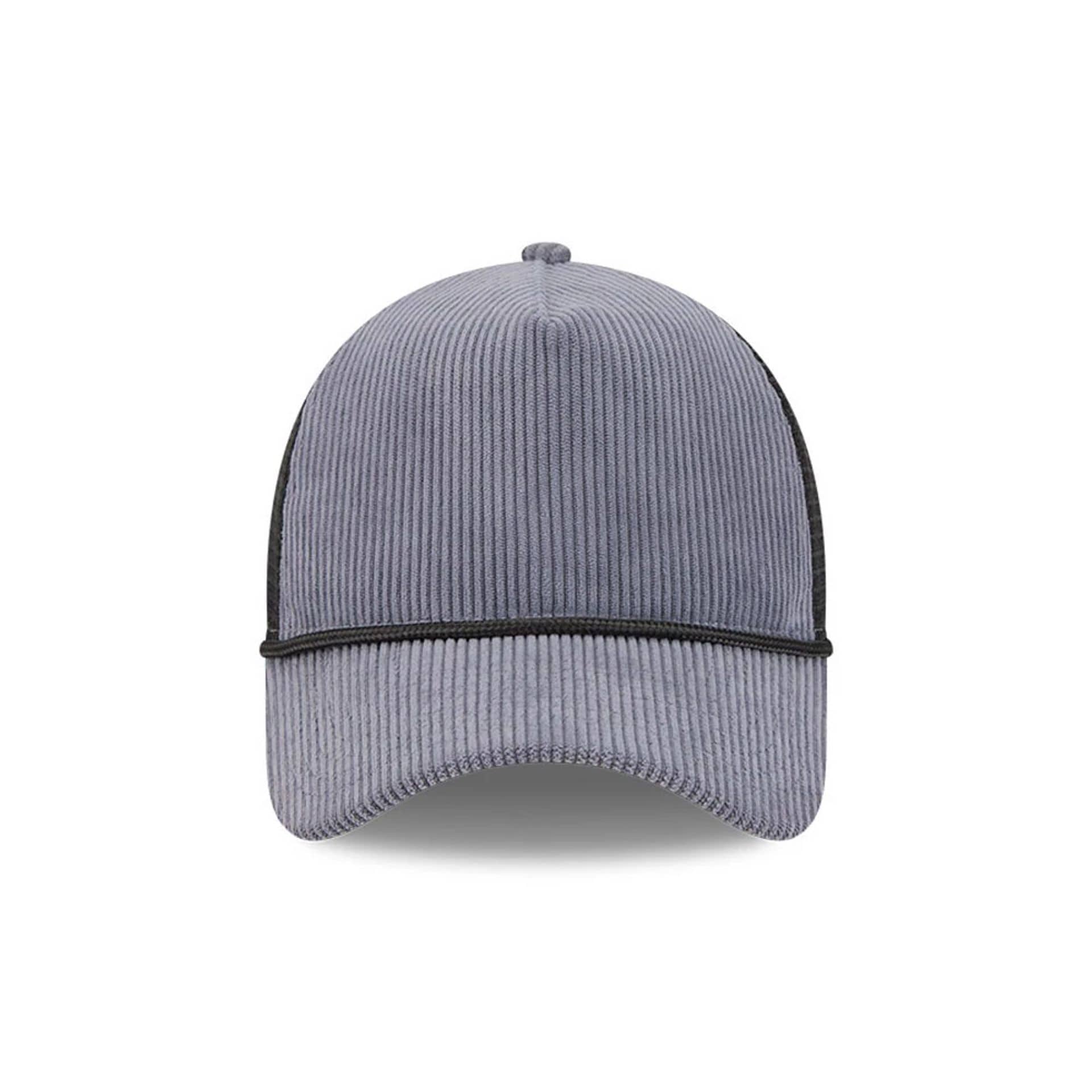 Pictured is this New Era Wide Cord 9FORTY A-Frame Trucker cap in dark blue. 2