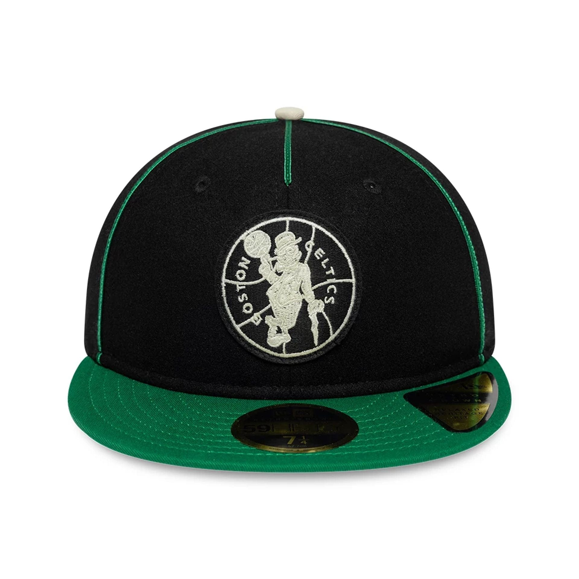 Pictured is this NBA Felt Logo Boston Celtics Retro Crown 59FIFTY Fitted cap in green. 2