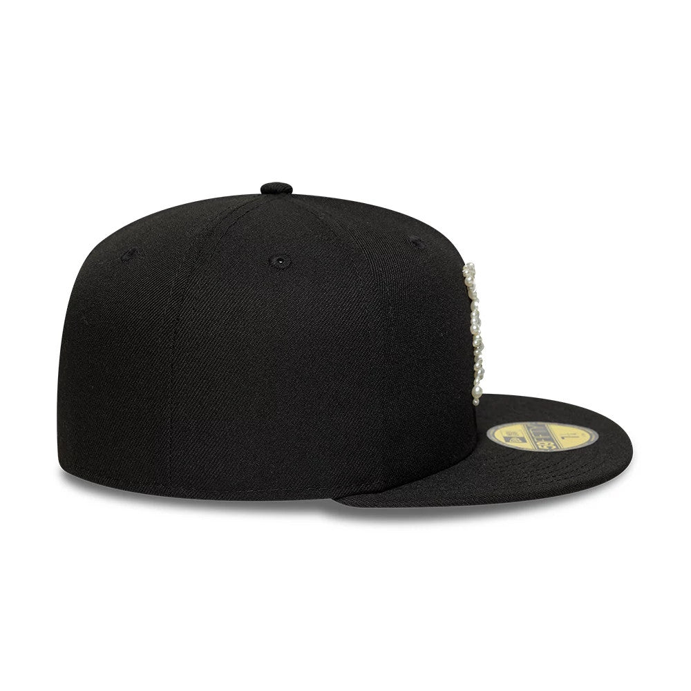 Pictured is this MLB Faux Pearl Detroit Tigers 59FIFTY Fitted cap in black. 7