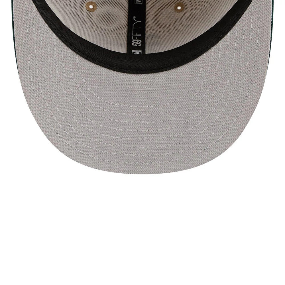 Pictured is this MLB Twine Athletics 59FIFTY Fitted cap in beige. 2