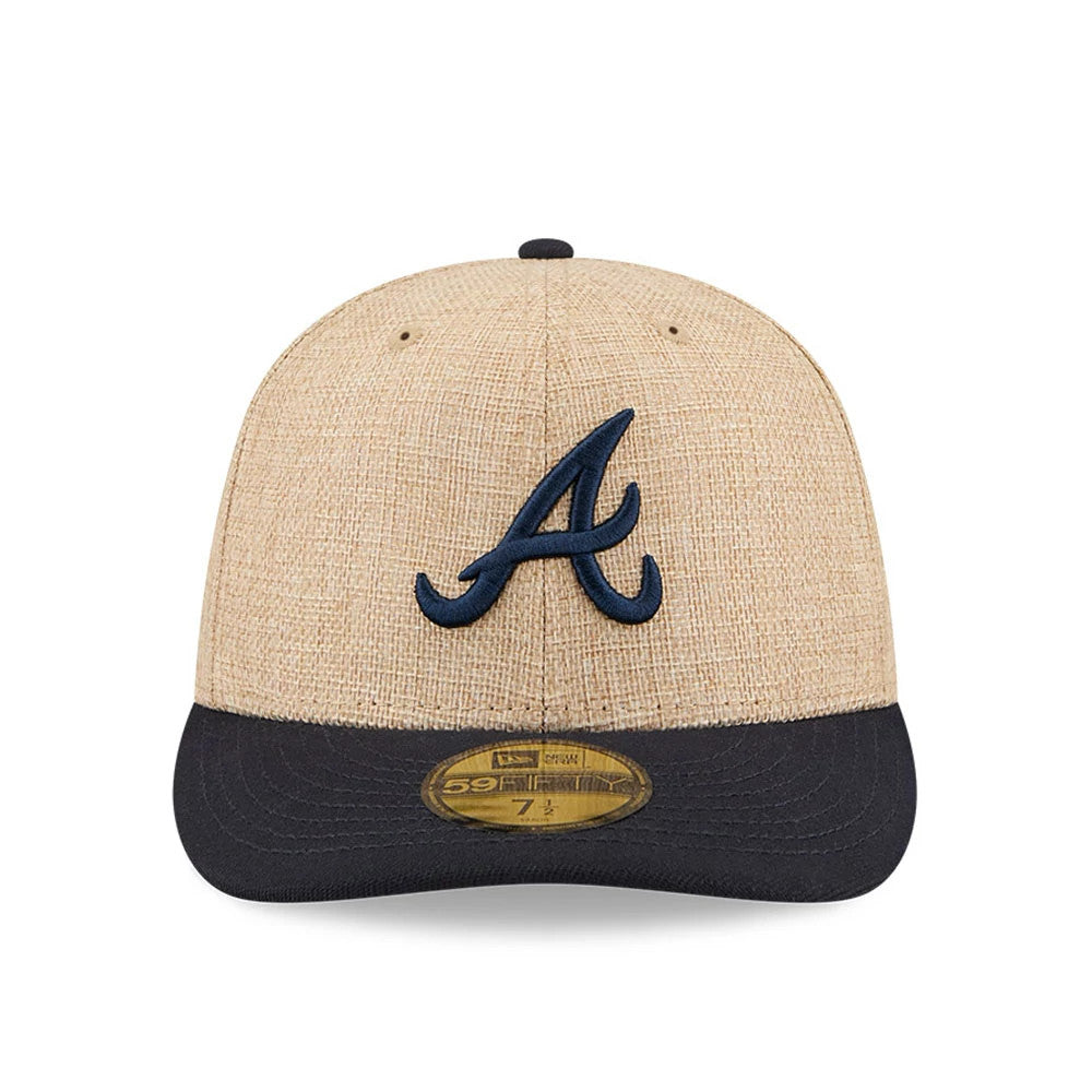 Pictured is this MLB Twine Atlanta Braves 59FIFTY Fitted cap in Beige. 3