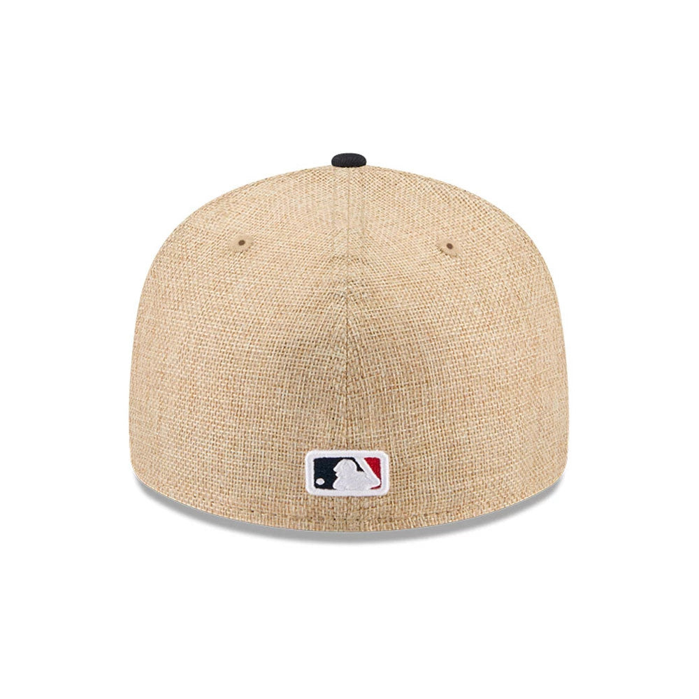 Pictured is this MLB Twine Atlanta Braves 59FIFTY Fitted cap in Beige. 7