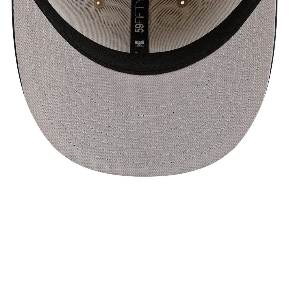 Pictured is this MLB Twine Atlanta Braves 59FIFTY Fitted cap in Beige. 2