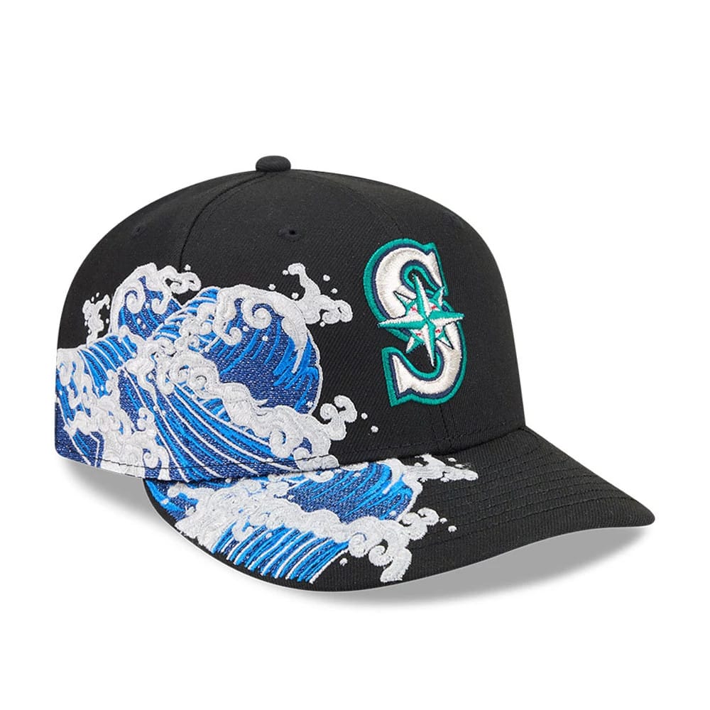 Pictured is this MLB Vissurf Seattle Mariners 9FIFTY Snapback cap in black. 1