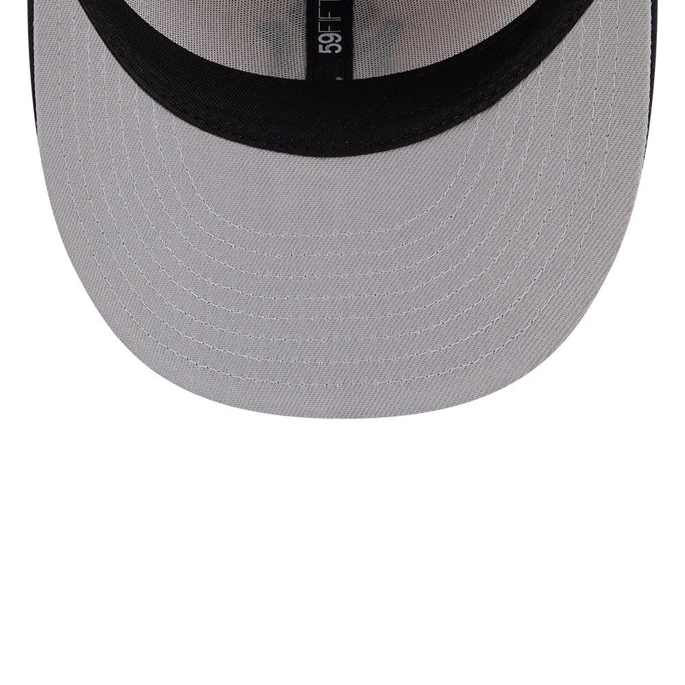 Pictured is this MLB Twine New York Yankees 59FIFTY Fitted cap in navy. 2