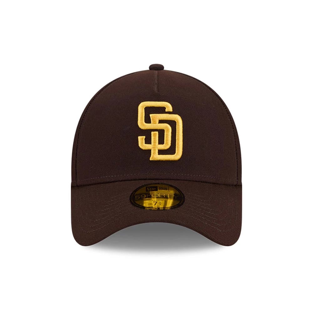 Pictured is this MLB Team Side San Diego Padres 59FORTY A-Frame Fitted cap in dark brown. 3
