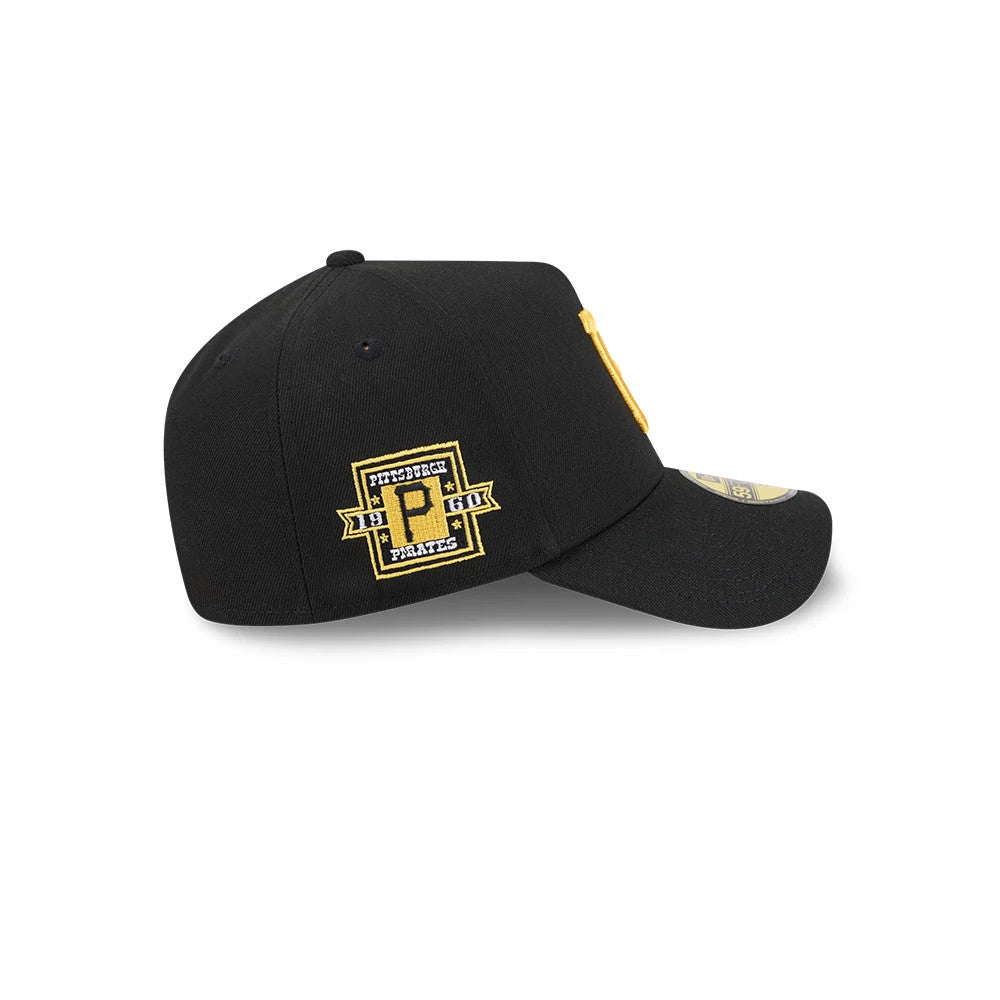 Pictured is this MLB Team Side Pittsburgh Pirates 59FORTY A-Frame Fitted cap in black. 7