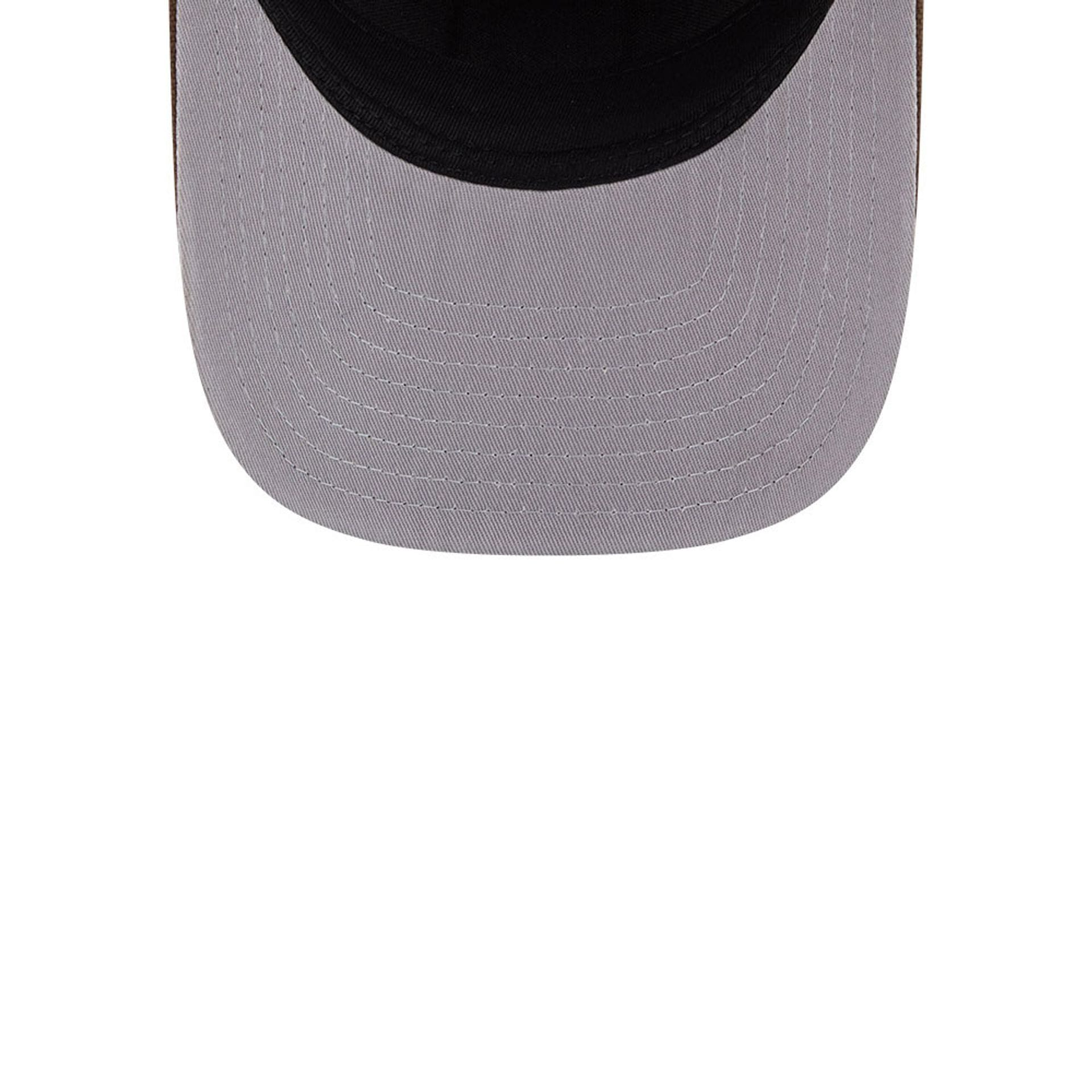 Pictured is this MLB Grained San Diego Padres 9FIFTY A-Frame Snapback cap in dark brown. 2