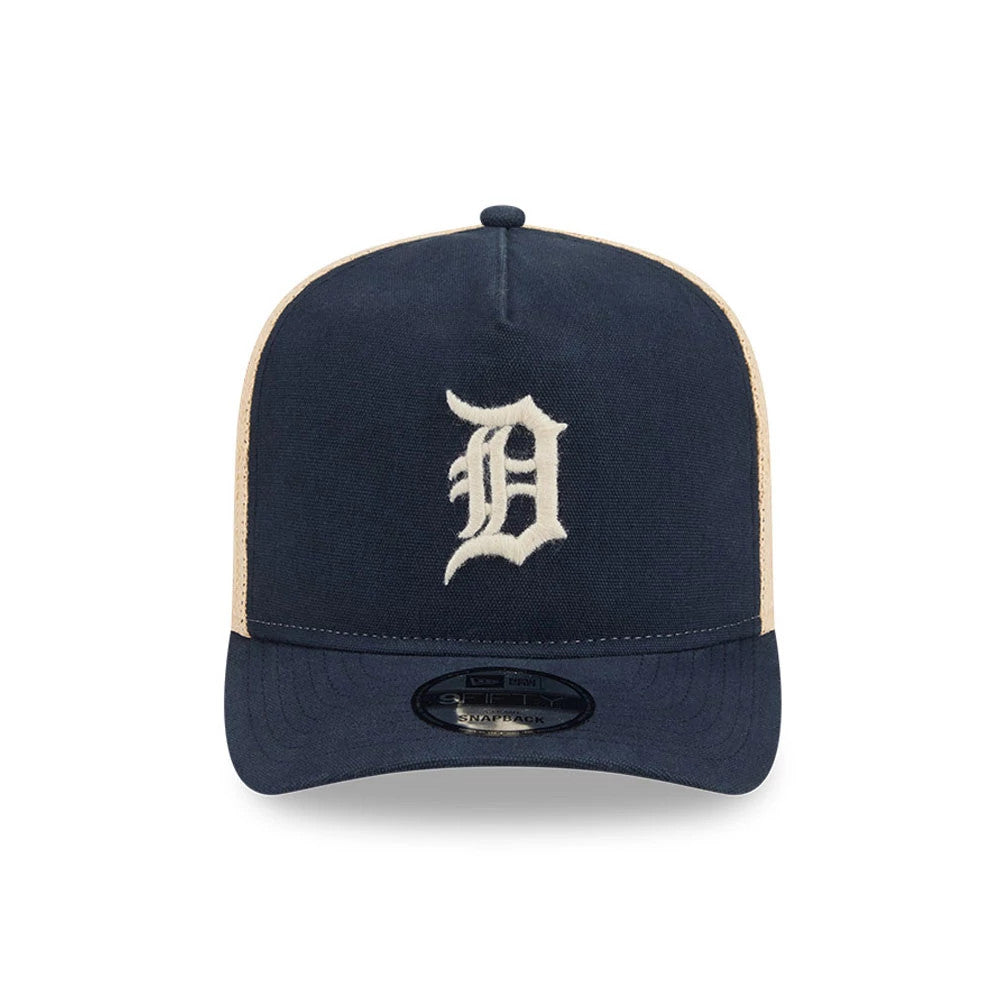 Pictured is this MLB Grained Detroit Tigers 9FIFTY A-Frame Snapback cap in navy. 3