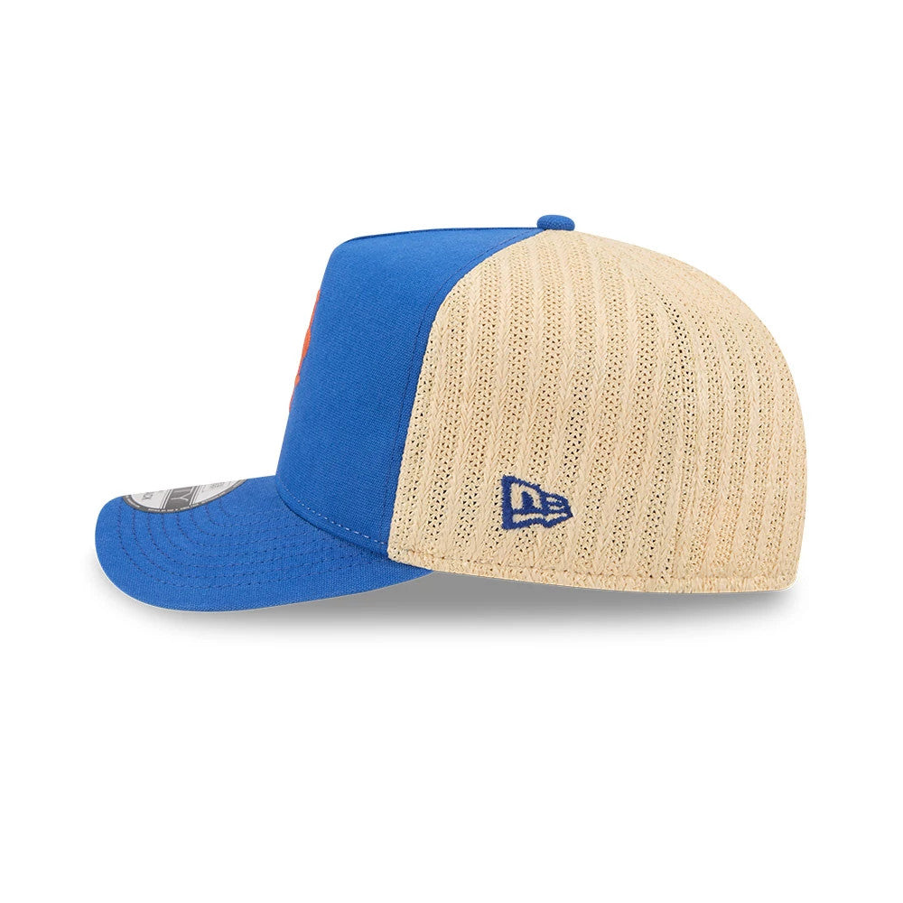 Pictured is this MLB Grained New York Mets 9FIFTY A-Frame Snapback cap in blue. 5