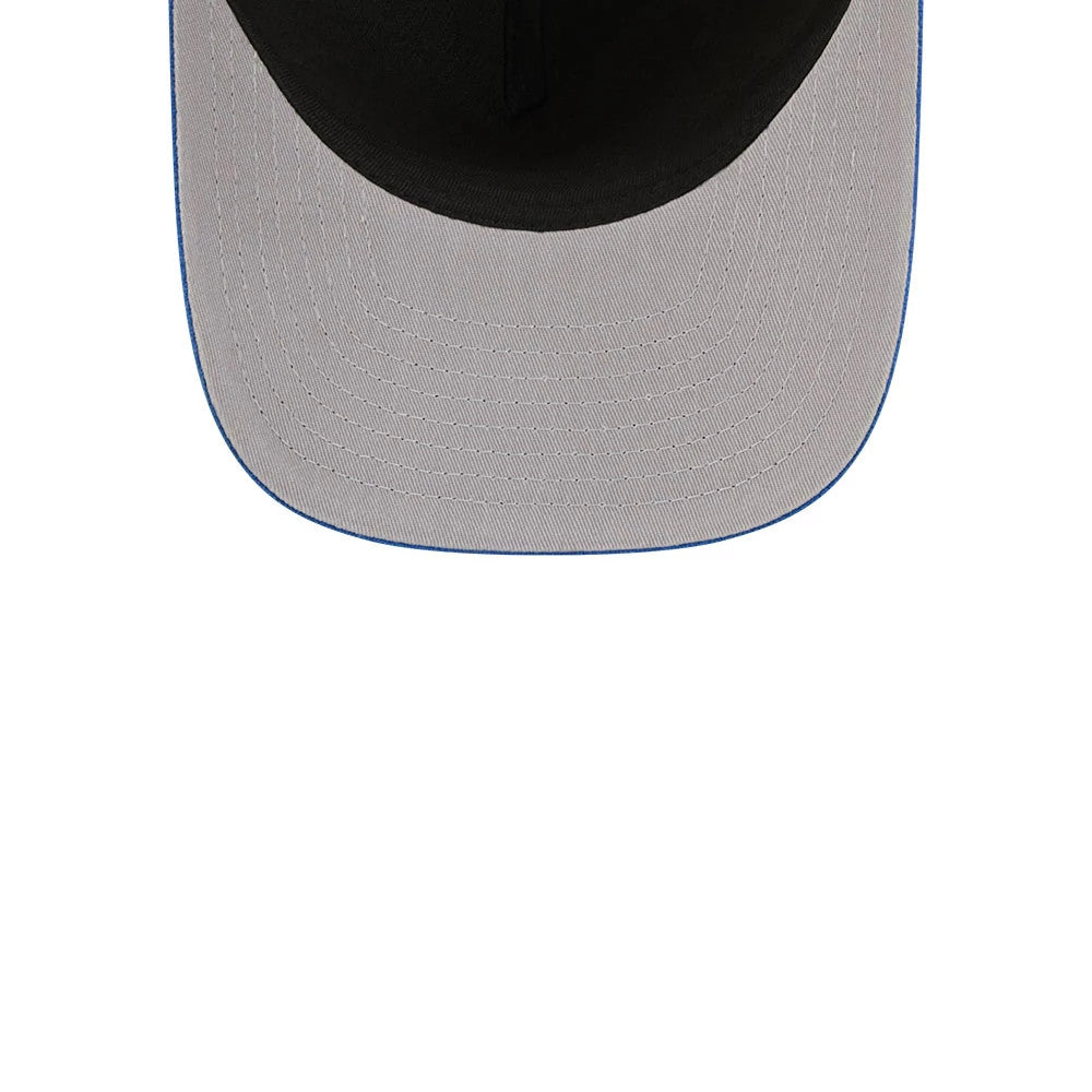 Pictured is this MLB Grained New York Mets 9FIFTY A-Frame Snapback cap in blue. 2