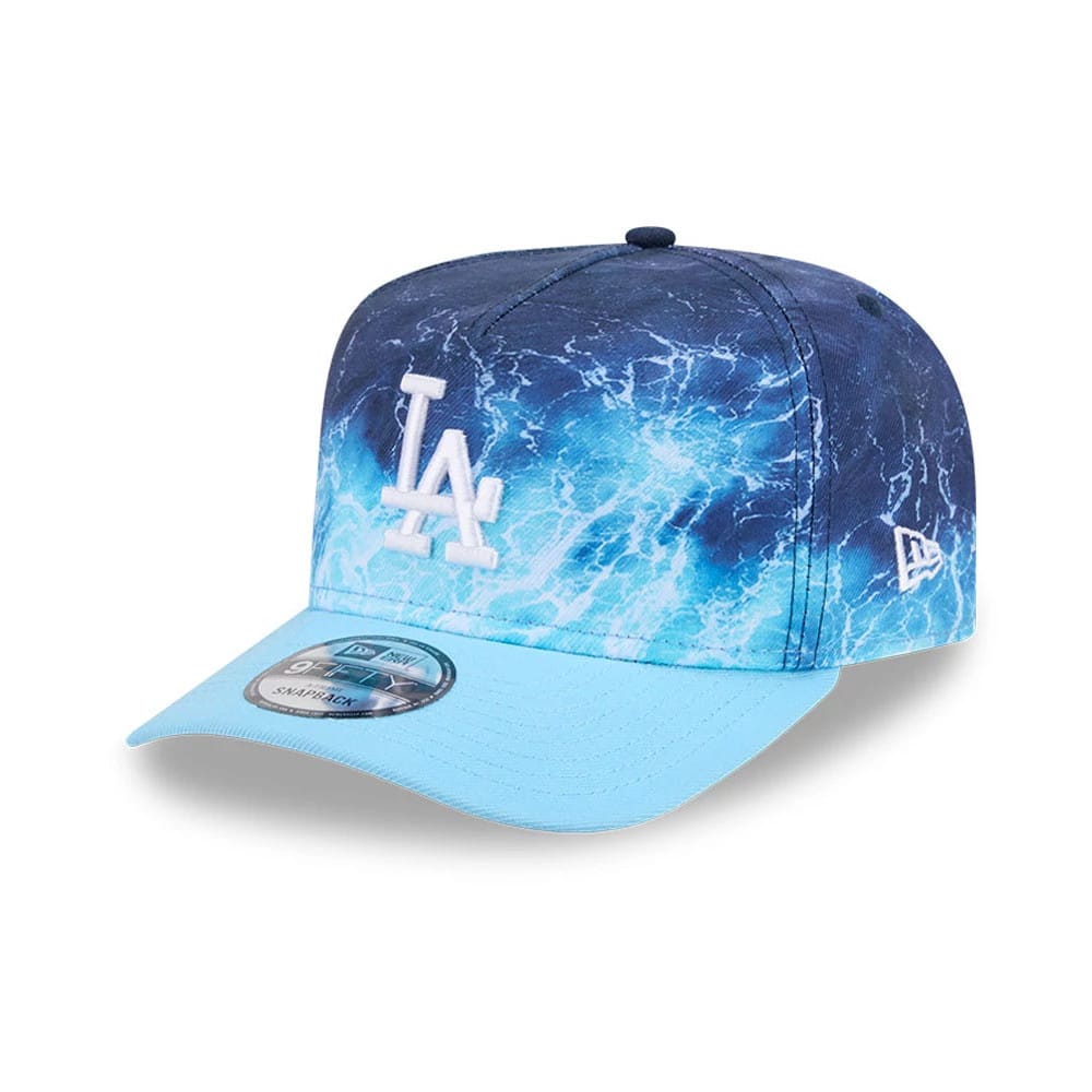 Pictured is this MLB Deep Water LA Dodgers 9FIFTY A-Frame Snapback cap in Blue. 1