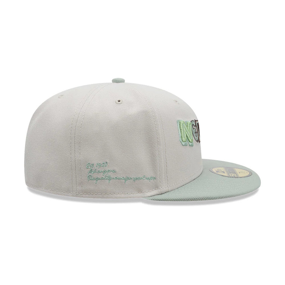 Pictured is this New Era DIY Note 59FIFTY Fitted cap in Light Beige. 6