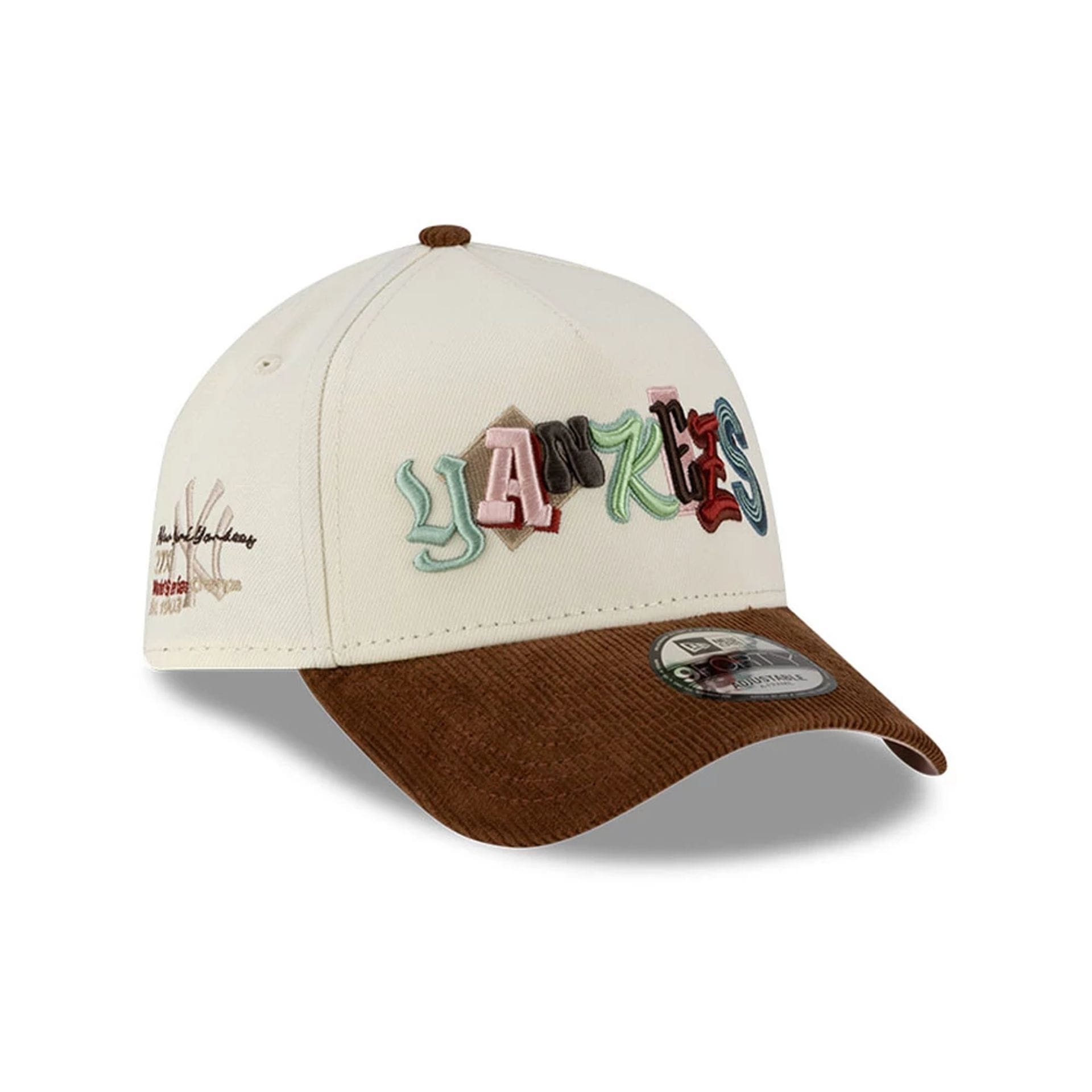 Pictured is this MLB DIY Note New York Yankees 9FORTY A-Frame cap in dark brown. 1