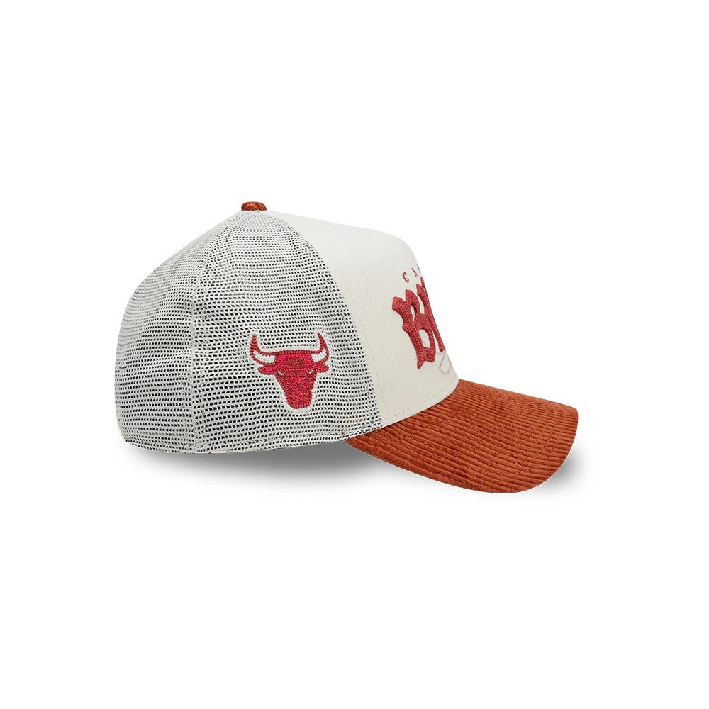 Pictured is this NBA Old English Chicago Bulls 9FORTY A-Frame cap in white. 6