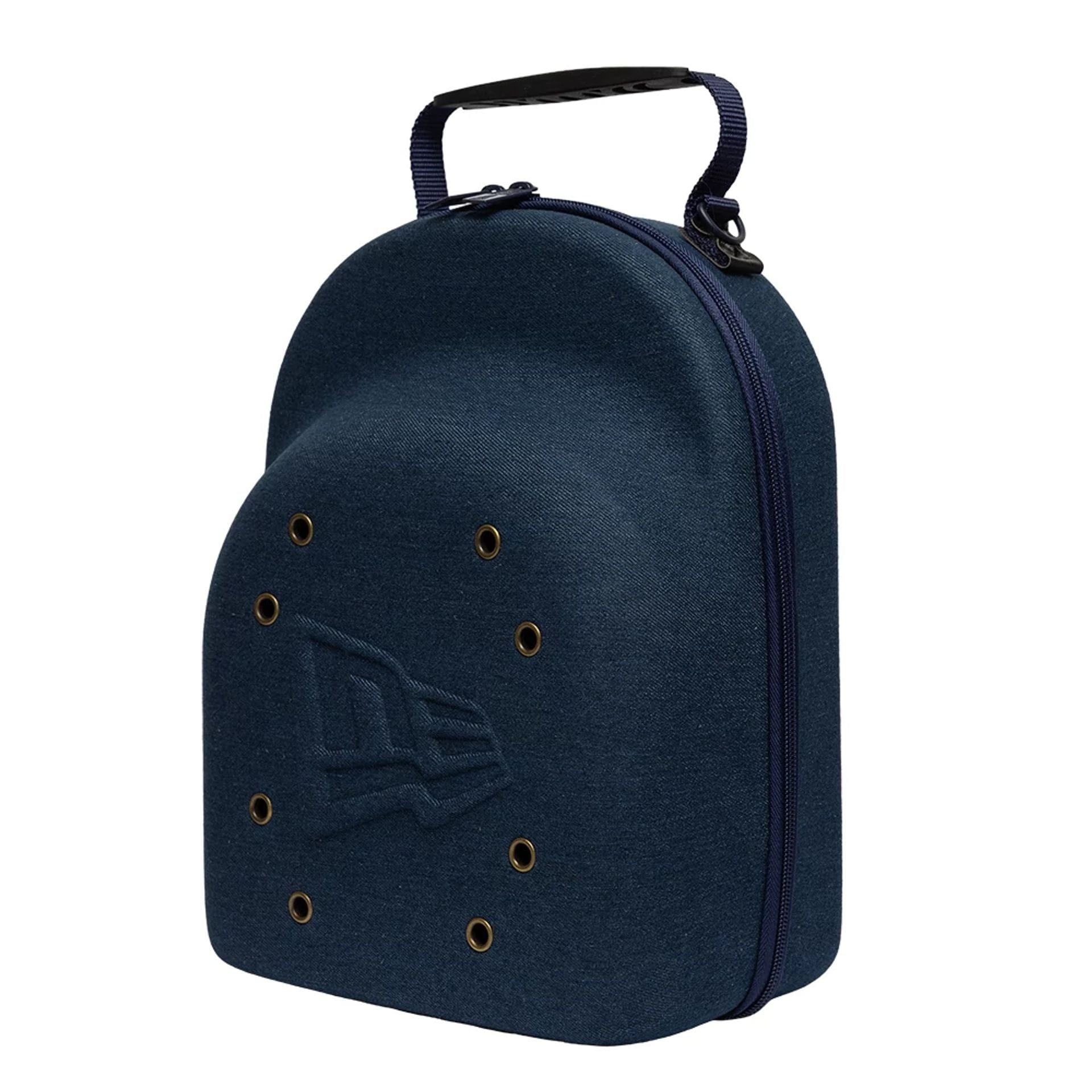 Pictured is this New Era Denim 6Pk 59Fifty Cap Carrier in navy. 1