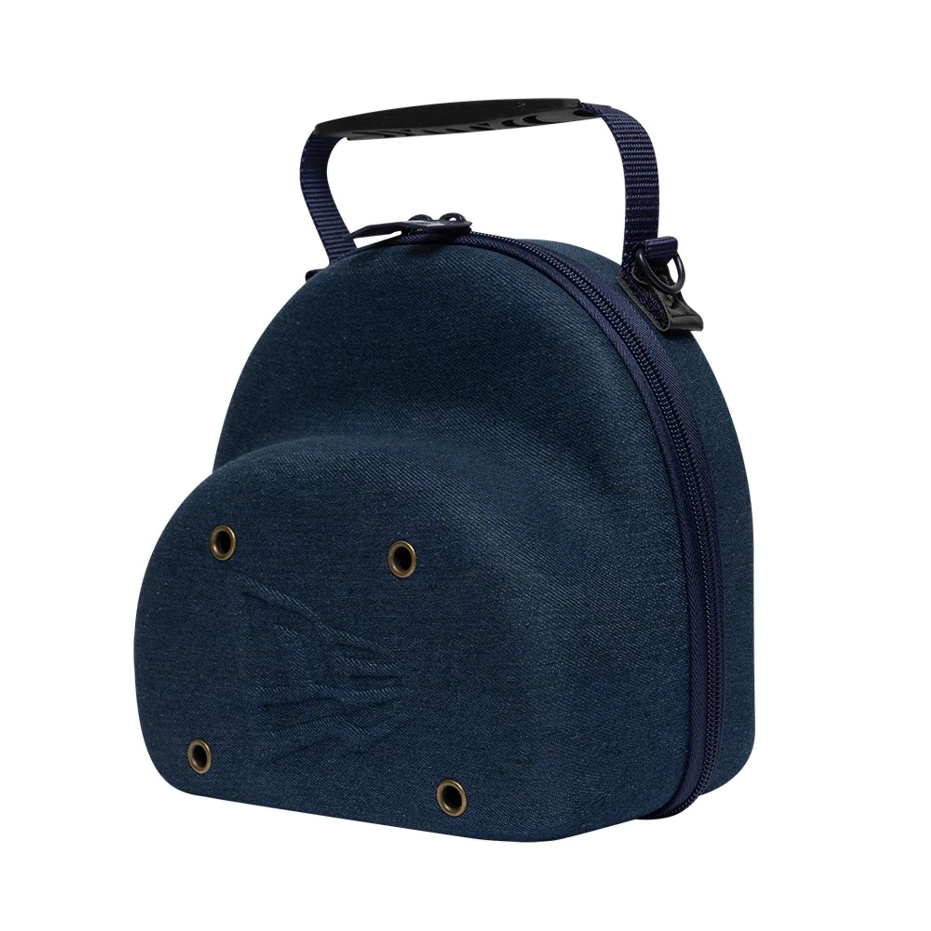 Pictured is this New Era Denim 2Pk 59FIFTY Cap Carrier in navy. 1