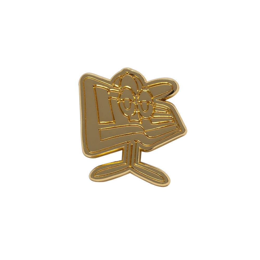 Pictured is this New Era Flag Character Pin Badge in gold. 1