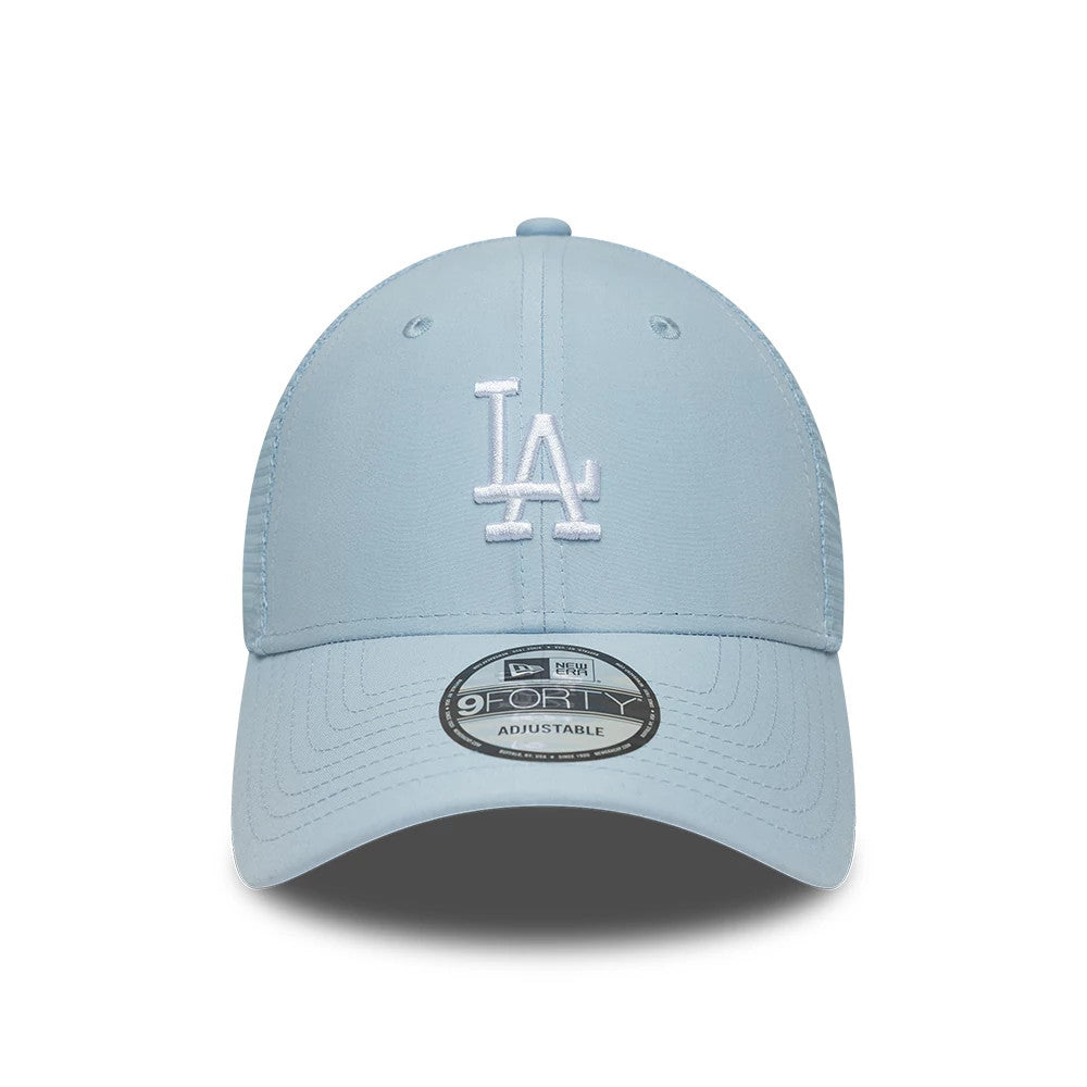 Pictured is this MLB Homefield LA Dodgers 9FORTY Trucker cap in pastel blue. 2