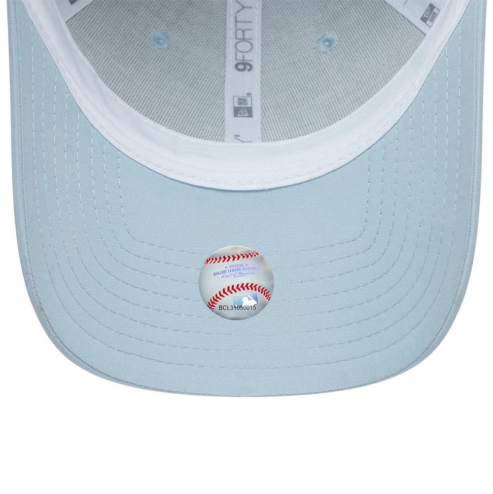 Pictured is this MLB Homefield LA Dodgers 9FORTY Trucker cap in pastel blue. 5