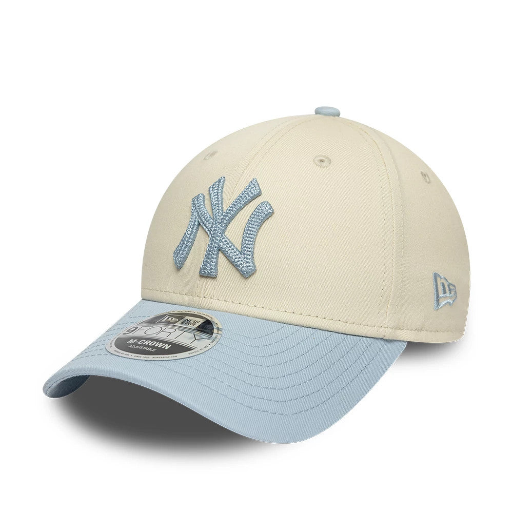 Pictured is this MLB Side Script New York Yankees 9FORTY M-Crown cap in Cream. 3