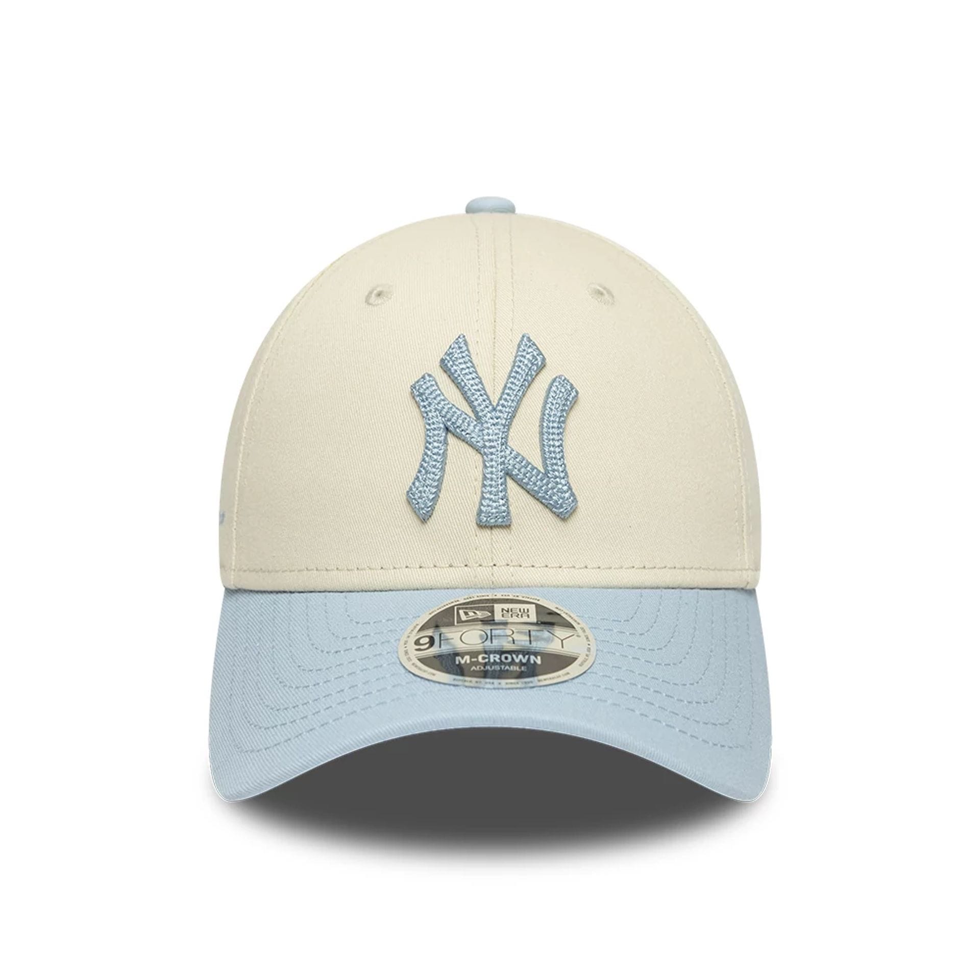 Pictured is this MLB Side Script New York Yankees 9FORTY M-Crown cap in Cream. 2