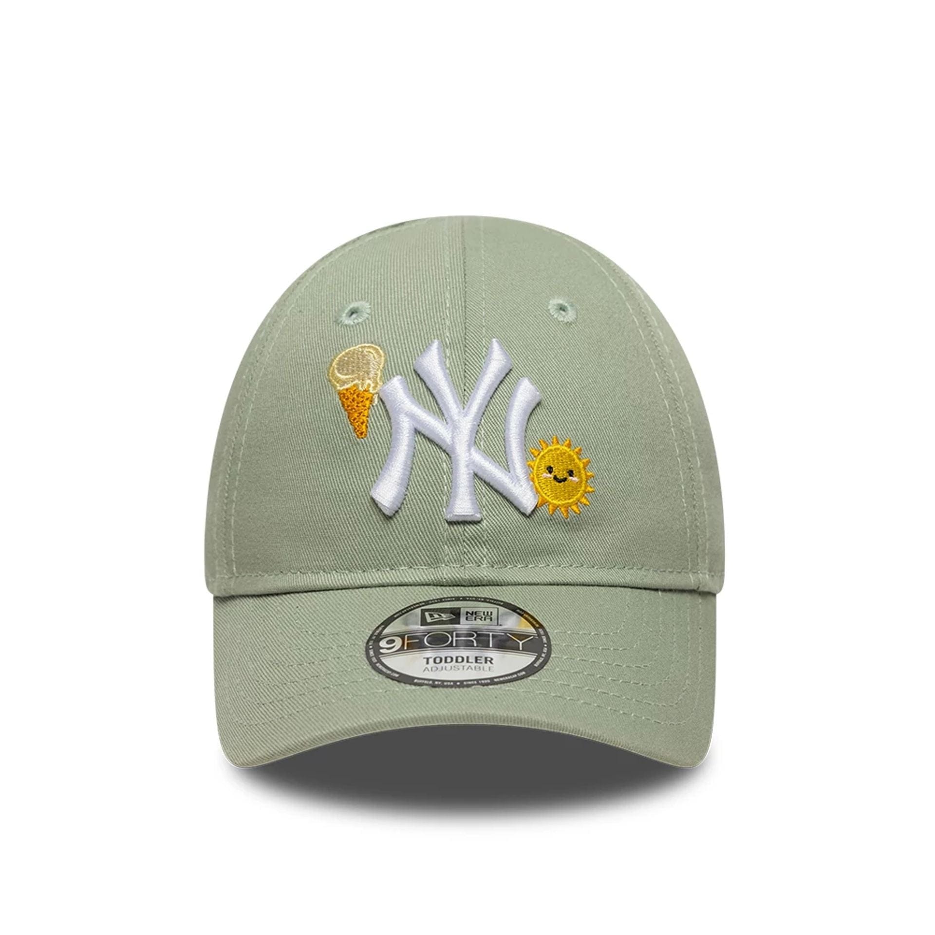 Pictured is this Toddler MLB Summer Icon New York Yankees 9FORTY cap in pastel green. 2