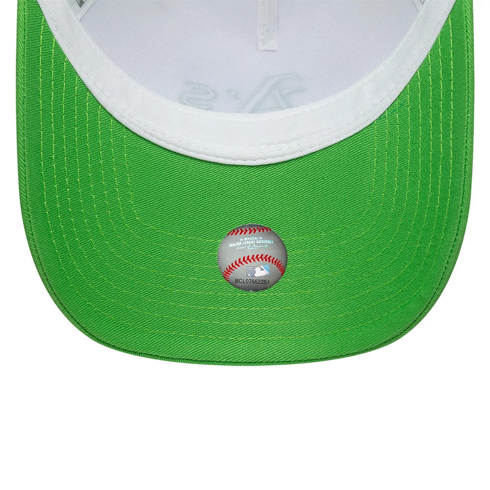 Pictured is this MLB League Essential Athletics 9FORTY A-Frame Trucker cap in open green. 5