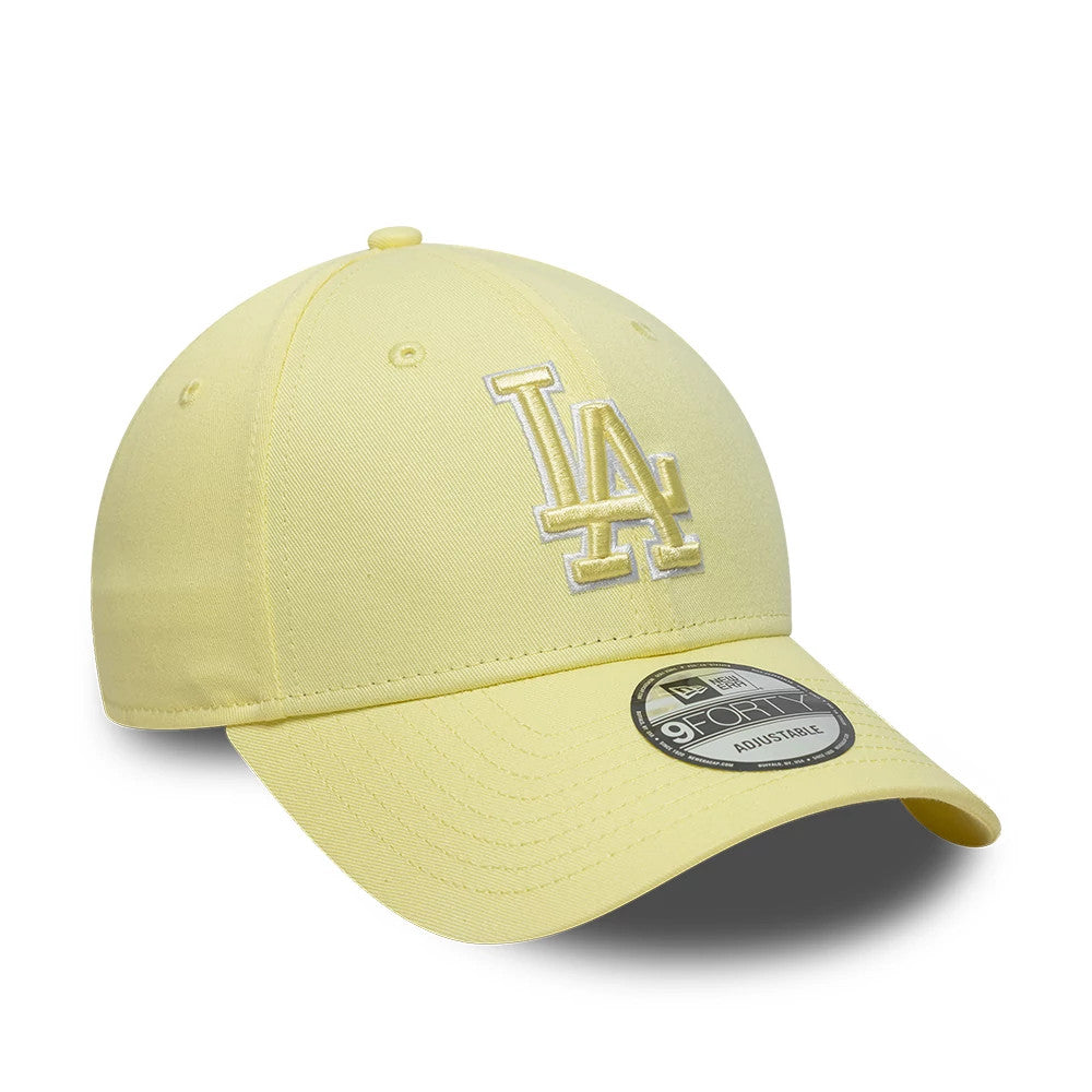 Pictured is this MLB Team Outline LA Dodgers 9FORTY cap in pastel yellow. 3