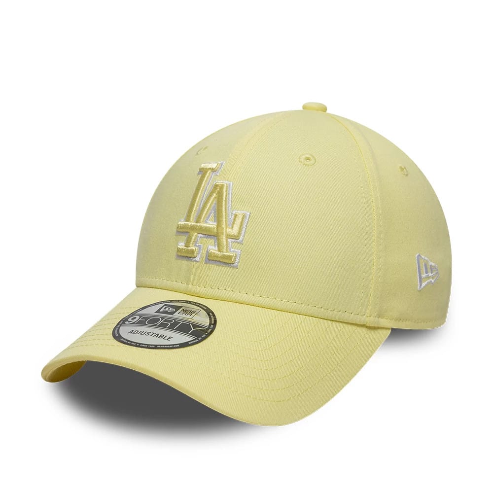 Pictured is this MLB Team Outline LA Dodgers 9FORTY cap in pastel yellow. 1