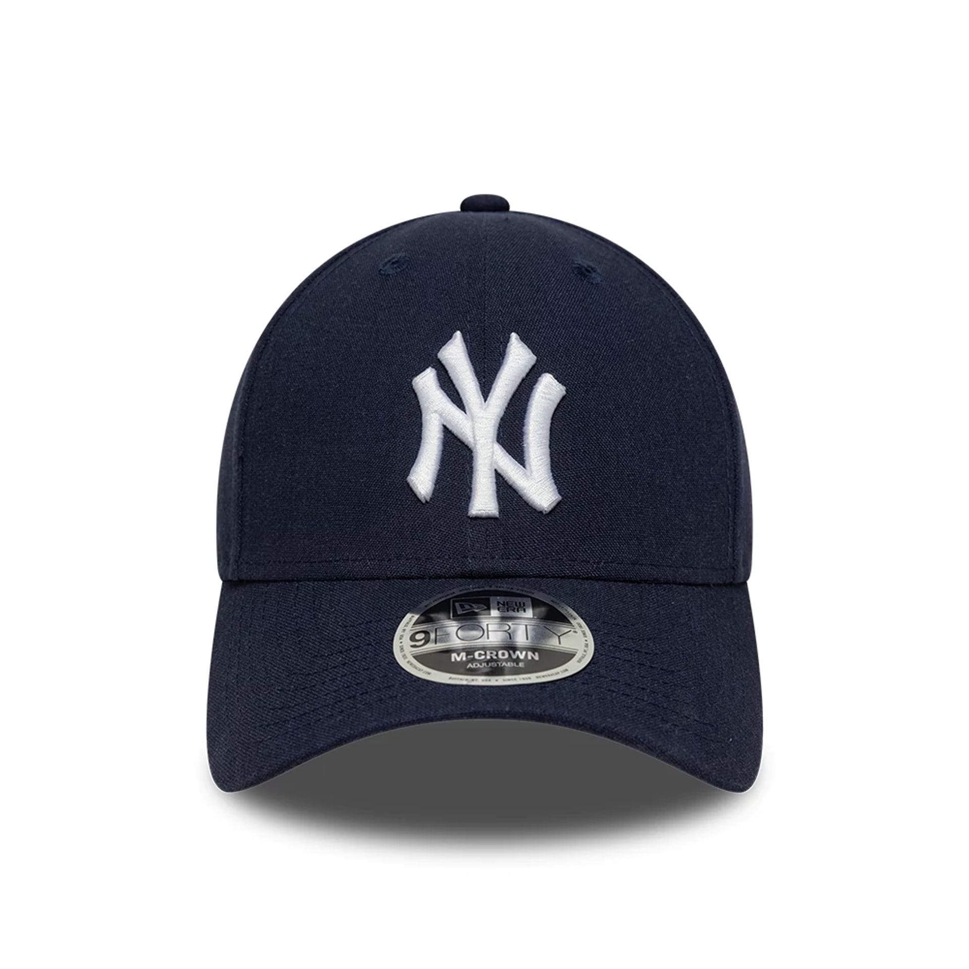 Pictured is this MLB Linen New York Yankees 9FORTY M-Crown cap in navy. 2