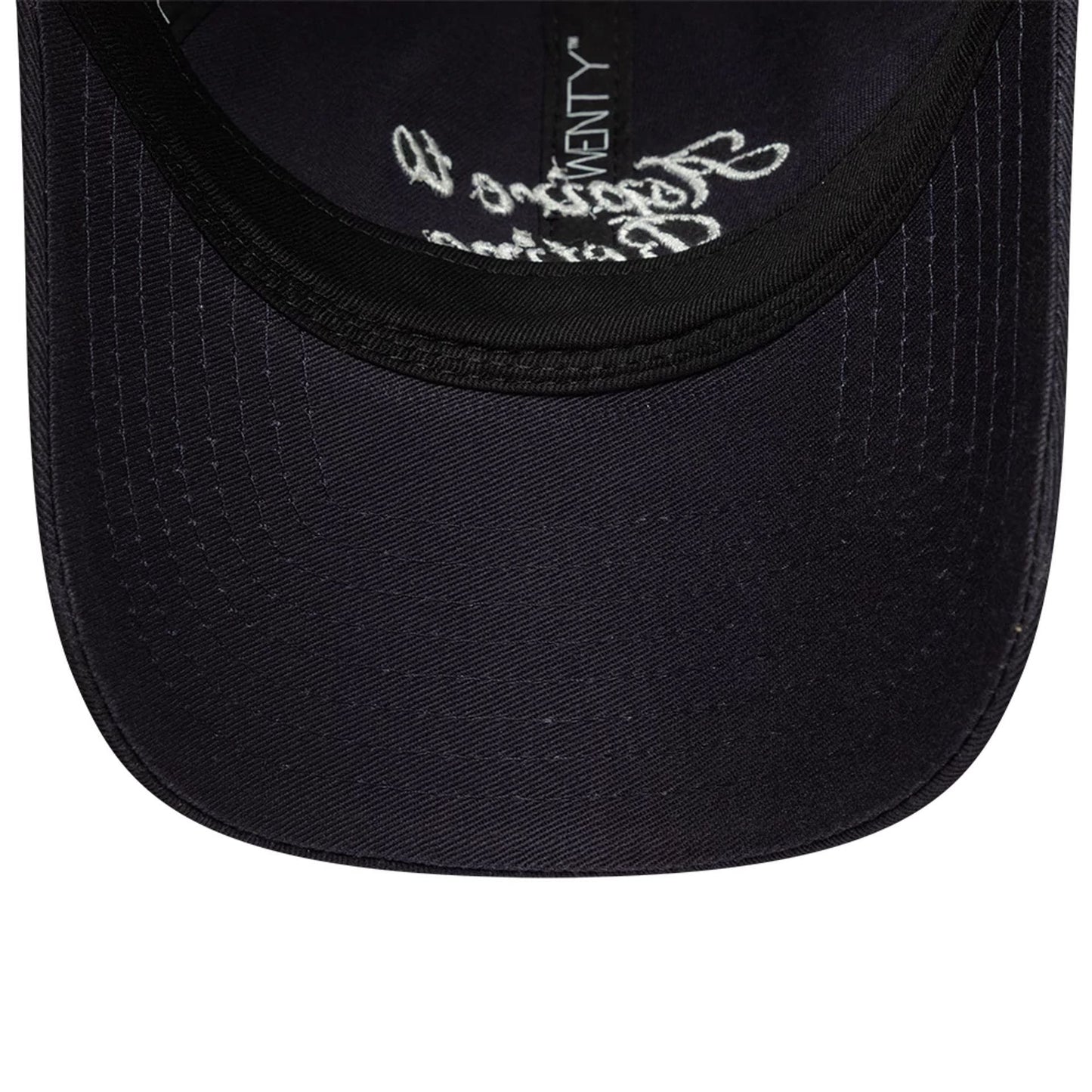 Pictured is this Womens New Era Slogan 9TWENTY cap in navy. 5