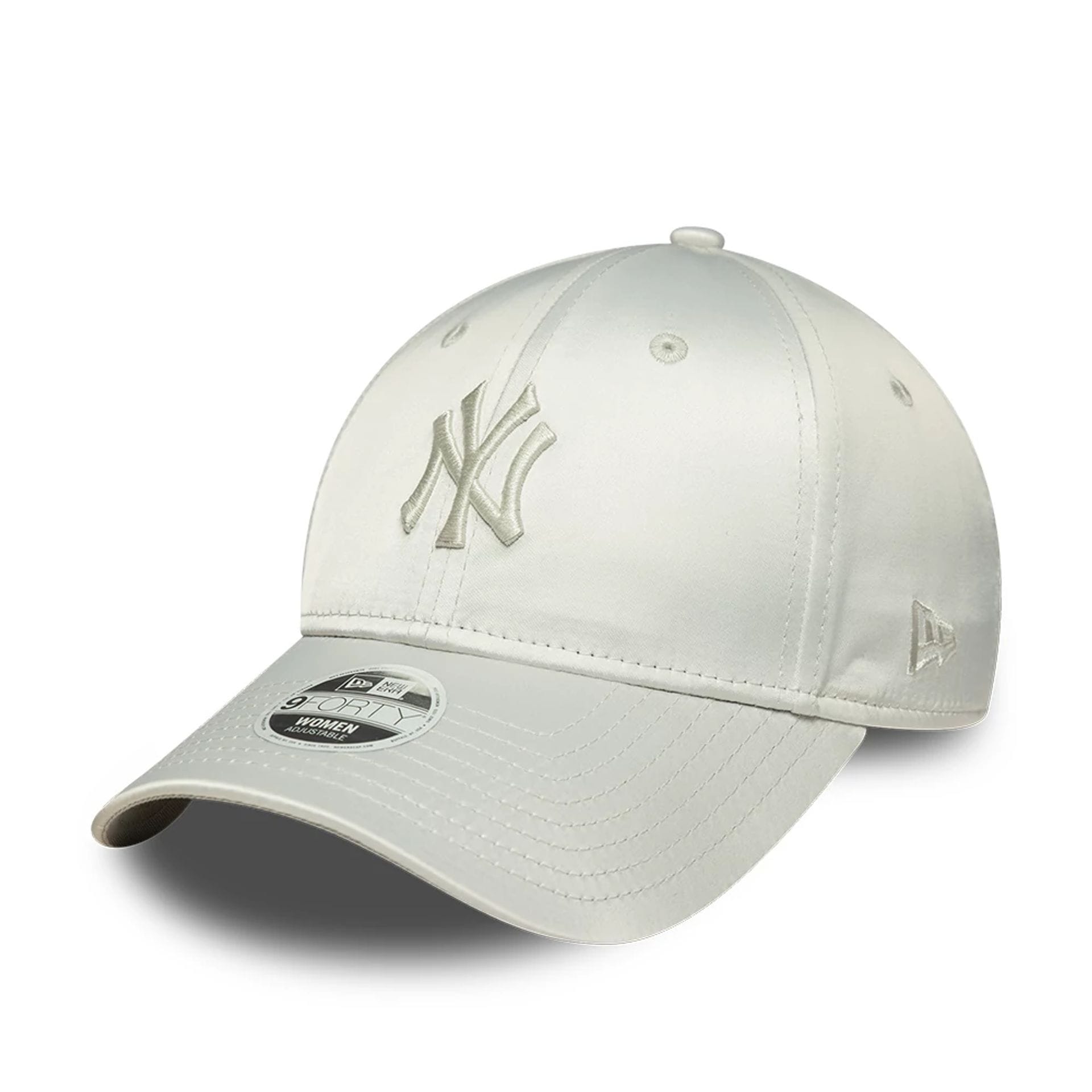 Pictured is this Womens MLB Satin Bow Back New York Yankees 9FORTY cap in grey. 1