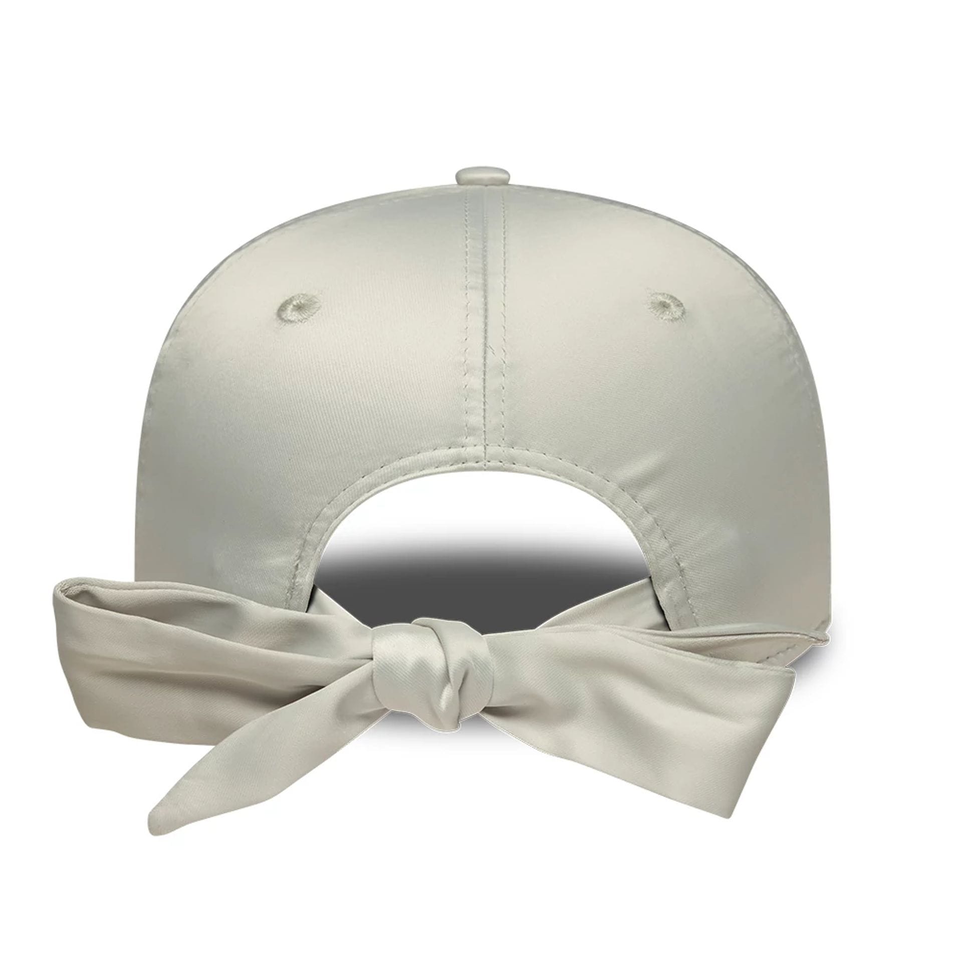 Pictured is this Womens MLB Satin Bow Back New York Yankees 9FORTY cap in grey. 2