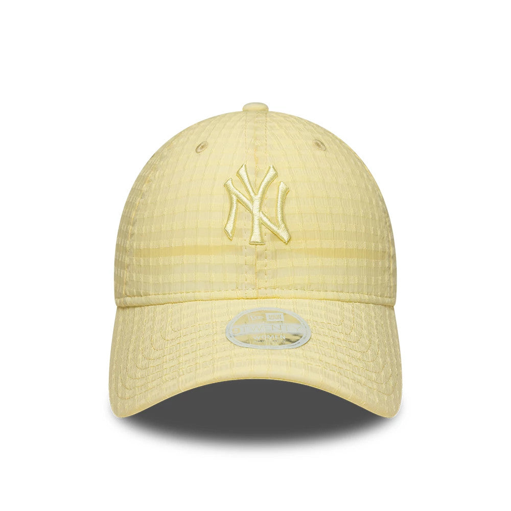 Pictured is this Womens MLB Seersucker New York Yankees 9TWENTY cap in pastel yellow. 2