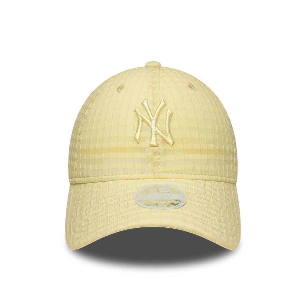 Pictured is this Womens MLB Seersucker New York Yankees 9TWENTY cap in pastel yellow. 2