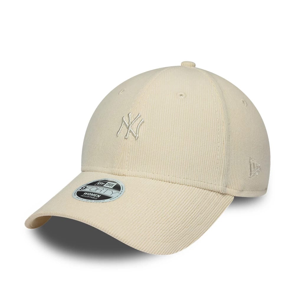 Pictured is this Womens MLB Cord Midi New York Yankees 9FORTY cap in Cream. 1