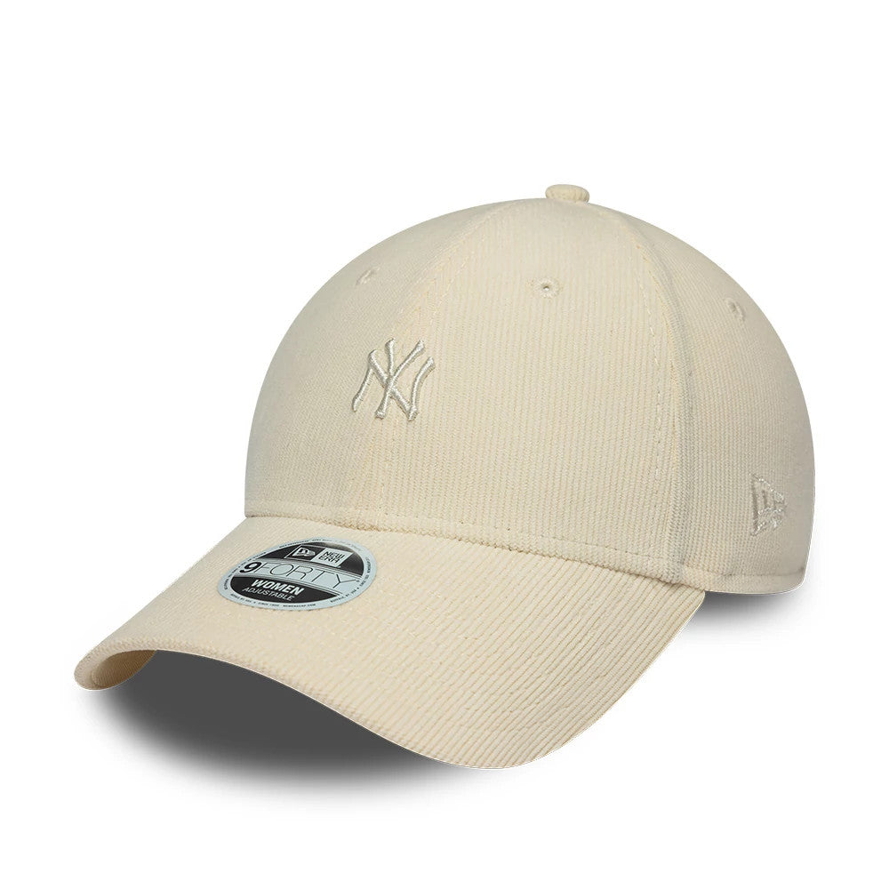 Pictured is this Womens MLB Cord Midi New York Yankees 9FORTY cap in Cream. 1