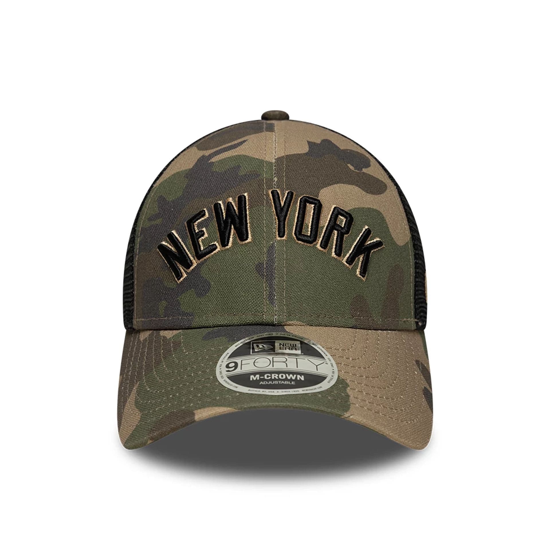 Pictured is this MLB Wordmark New York Yankees 9FORTY M-Crown cap in Woodland Camo. 2