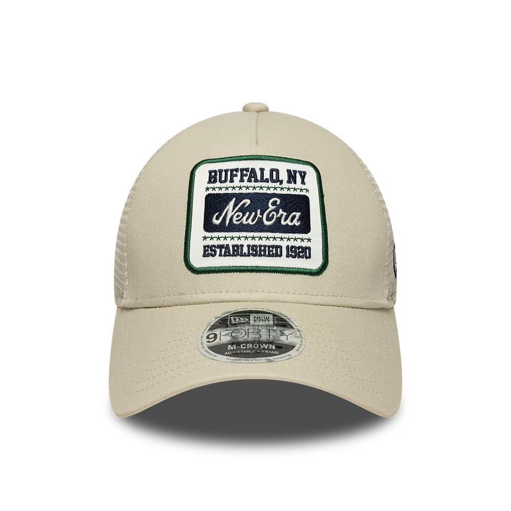 Pictured is this New Era Multi Patch 9FORTY M-Crown A-Frame cap in Cream. 3