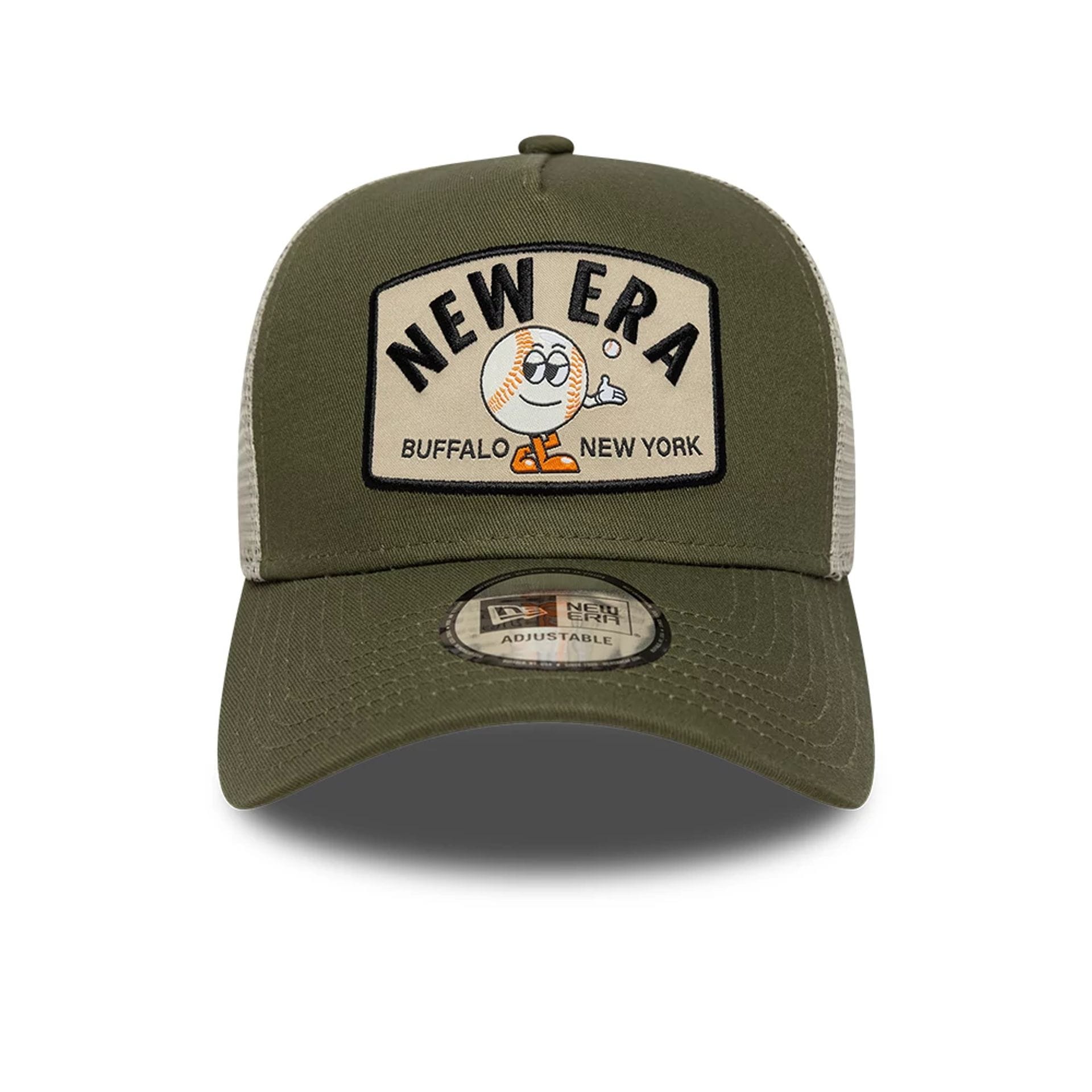 Pictured is this New Era Summer Patch 9FORTY A-Frame Trucker cap in green. 2