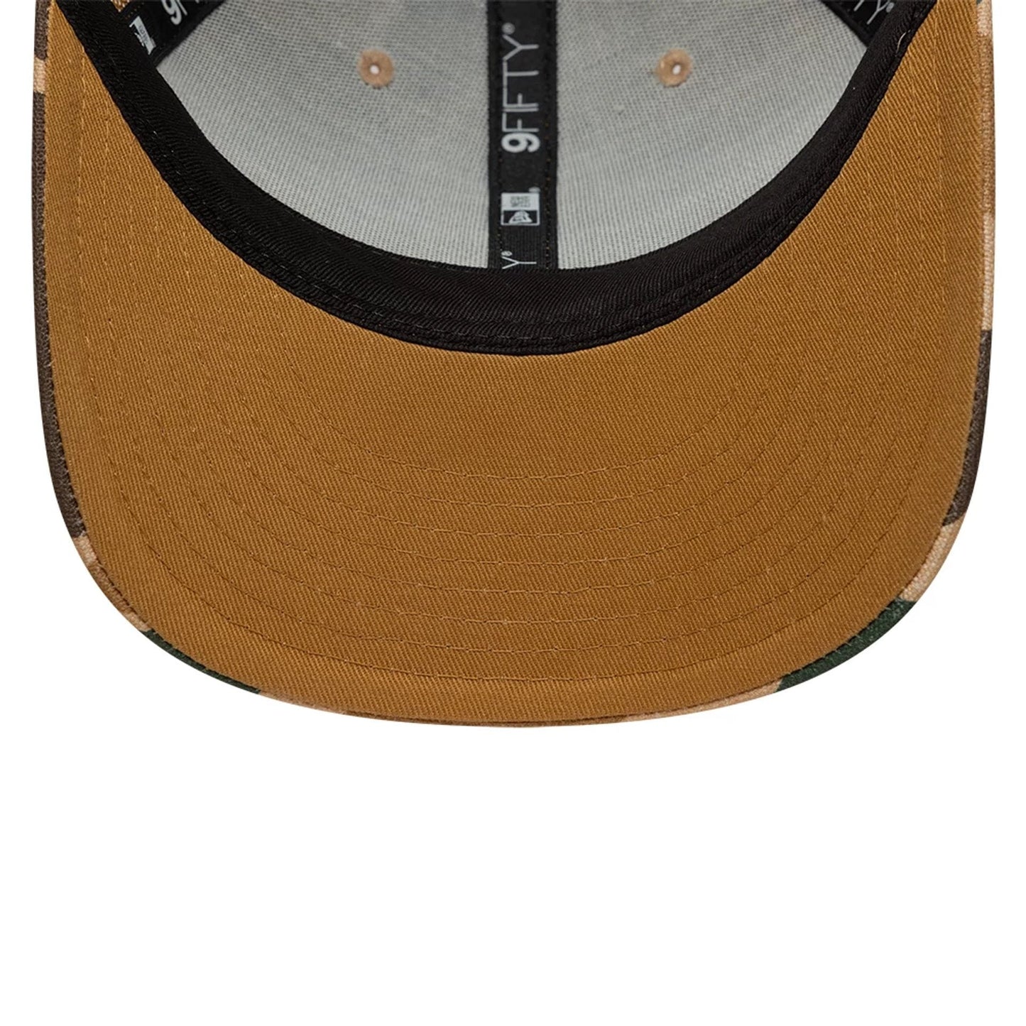 Pictured is this New Era Duck Camo 9FIFTY Snapback cap in beige. 5